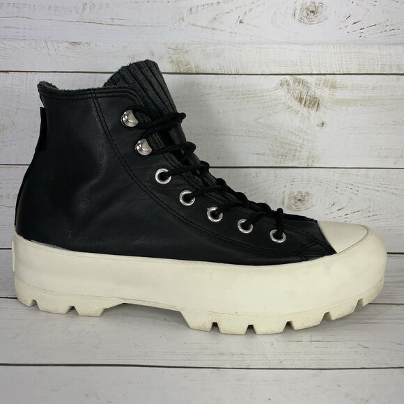 Converse Chuck Taylor All Star Lugged Womens Size 6 Black Leather Chunky - Picture 1 of 11